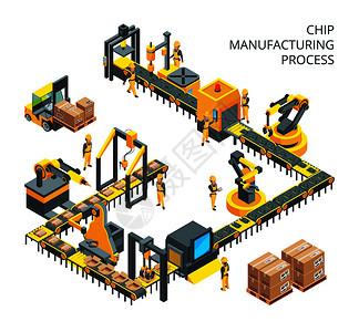 工业船舶生产机械技术工厂制造的业机器设备图插画